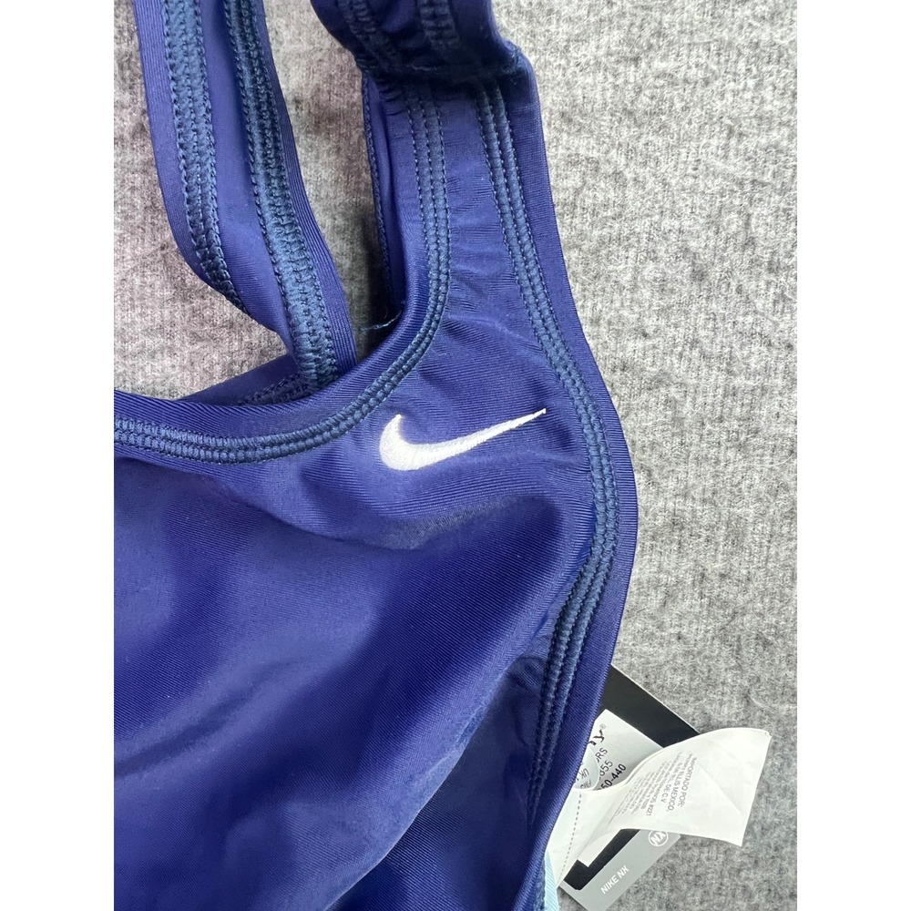 Nike Womens One Piece Swimsuit Navy Blue Racerback Training TESS0050 Size 14 - Picture 3 of 7